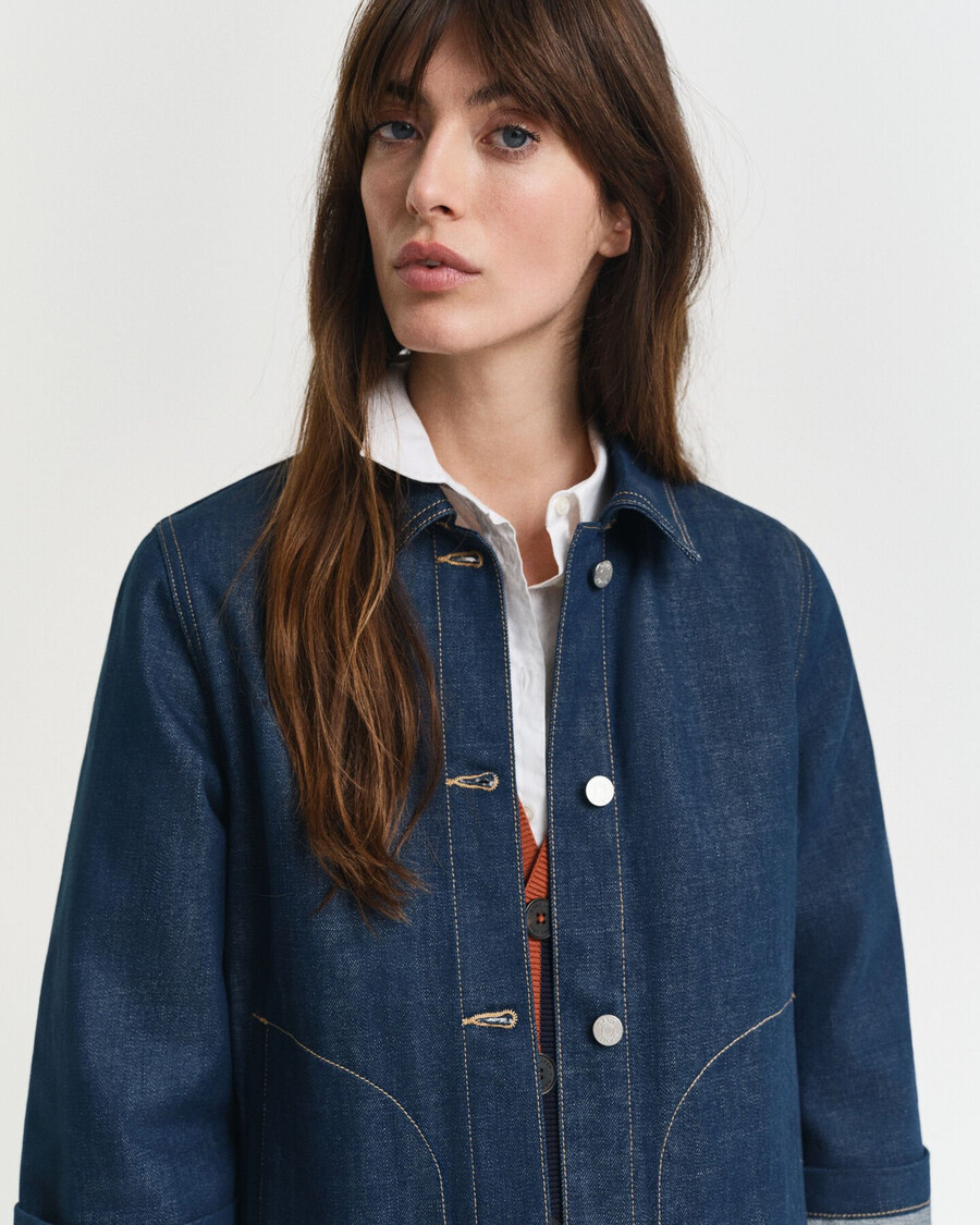 jaqueta jeans - azul médio
