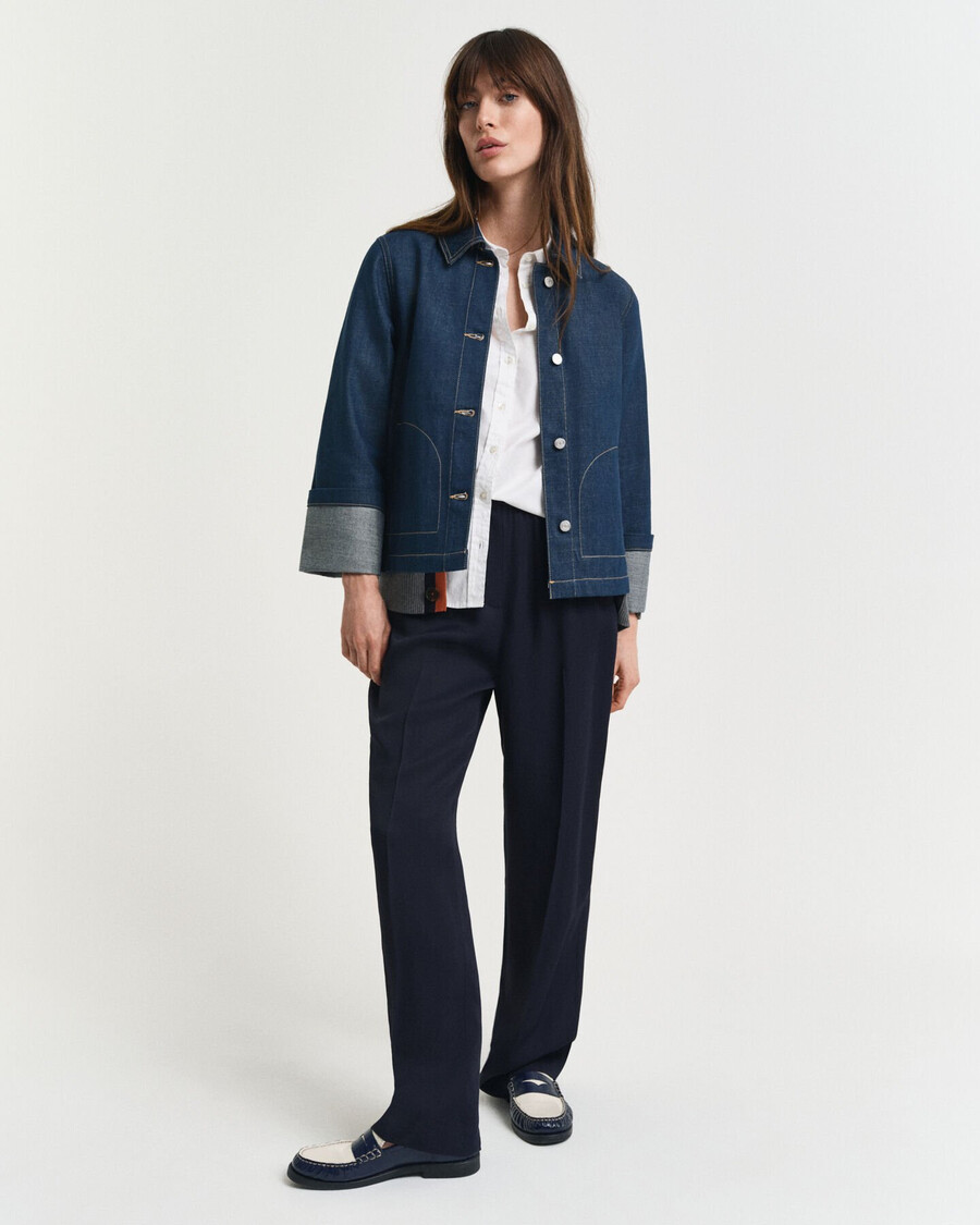 jaqueta jeans - azul médio