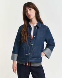 jaqueta jeans - azul médio