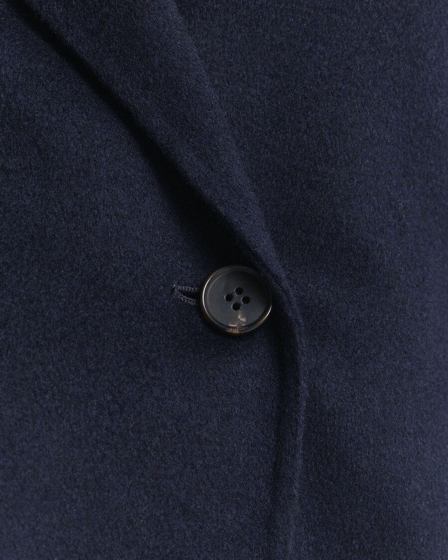 jaqueta com cinto costurada À mão - azul noite