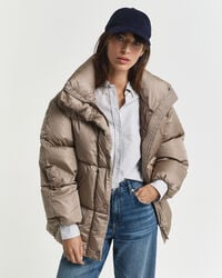 jaqueta de plumas com modelagem relaxada - bege taupe