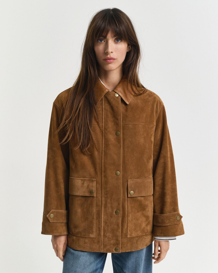 jaqueta suede barn - conhaque