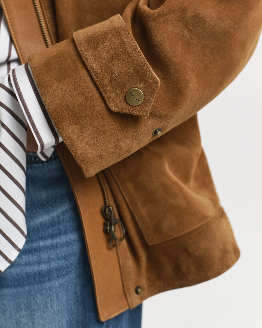 jaqueta suede barn - conhaque