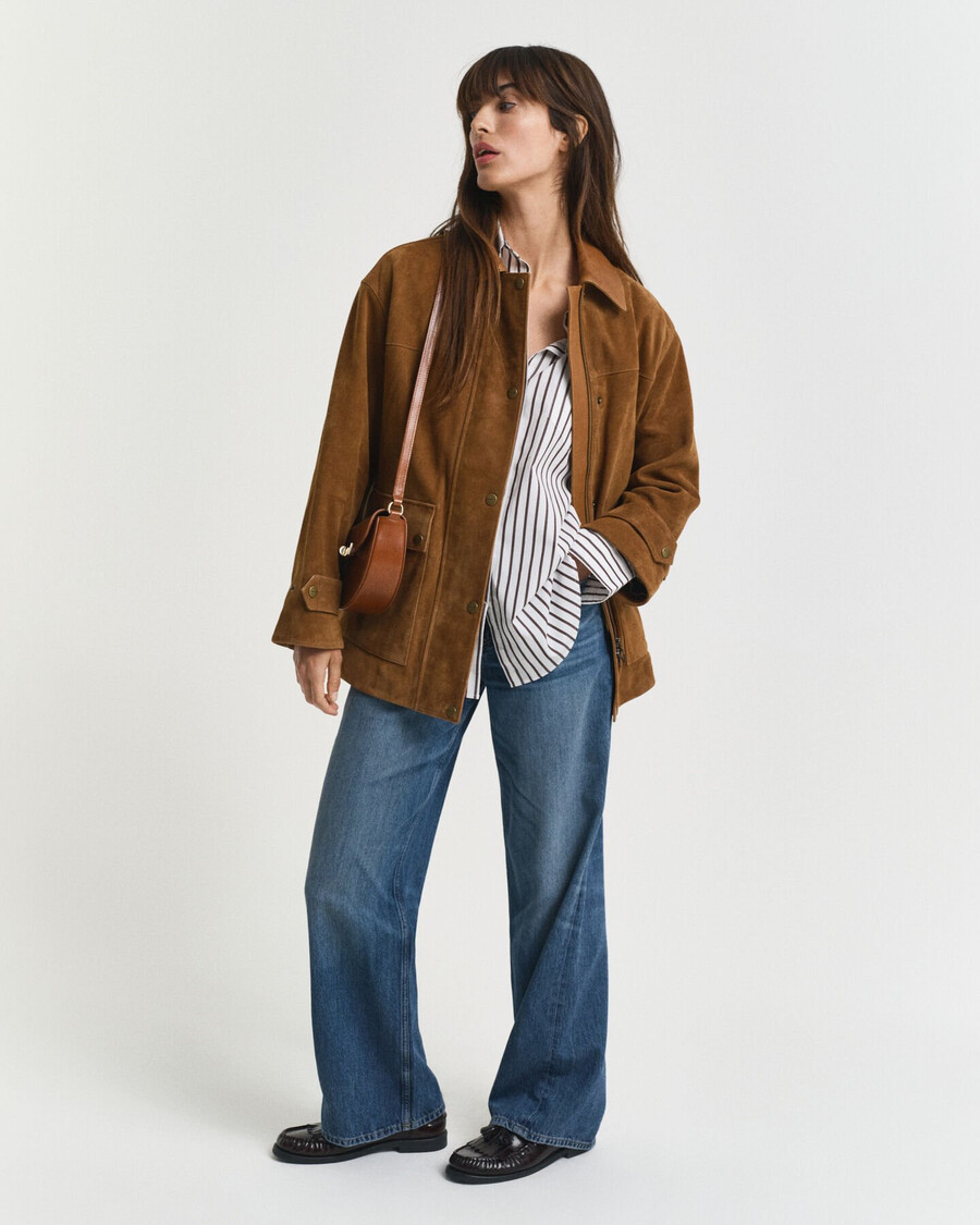 jaqueta suede barn - conhaque