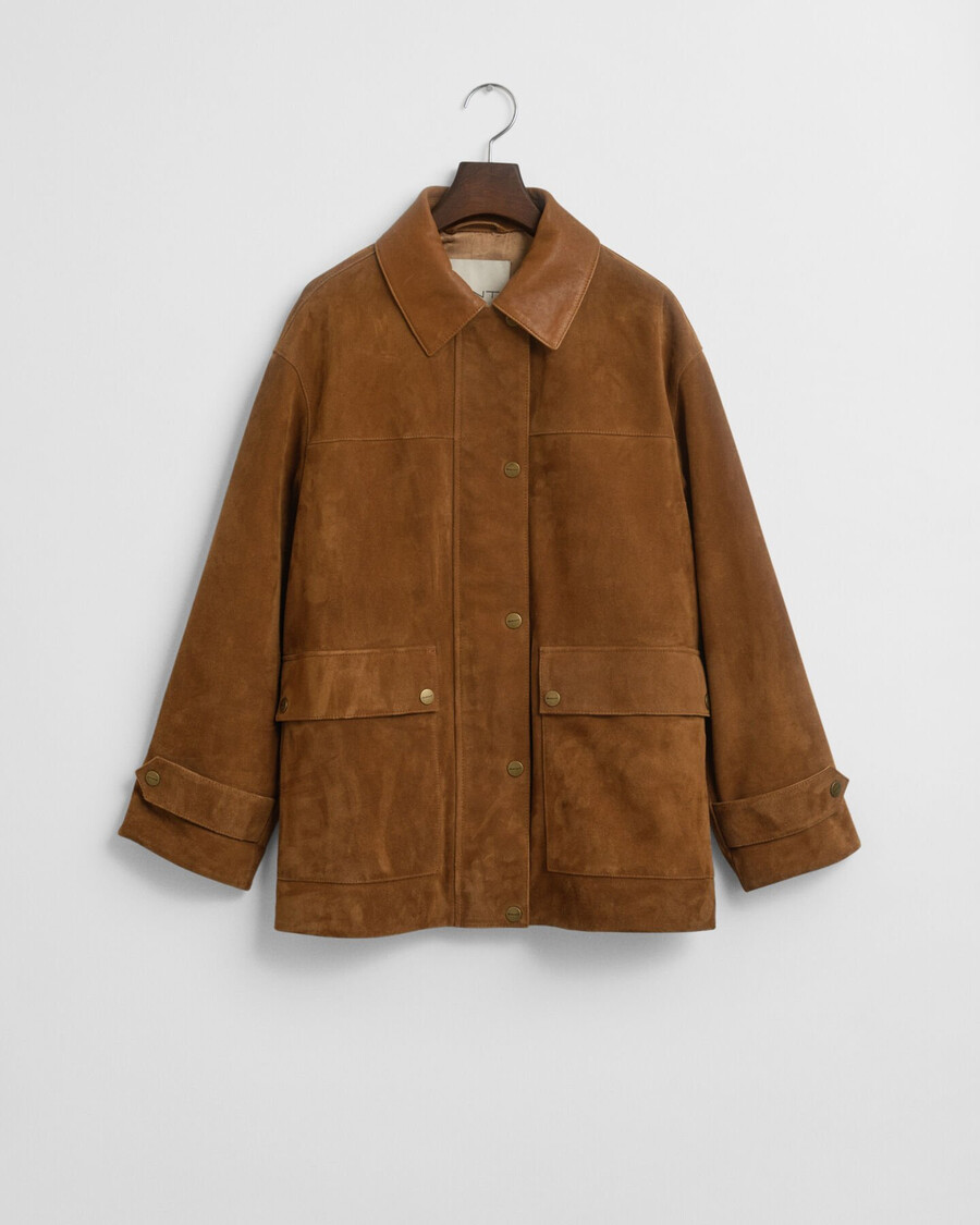 jaqueta suede barn - conhaque
