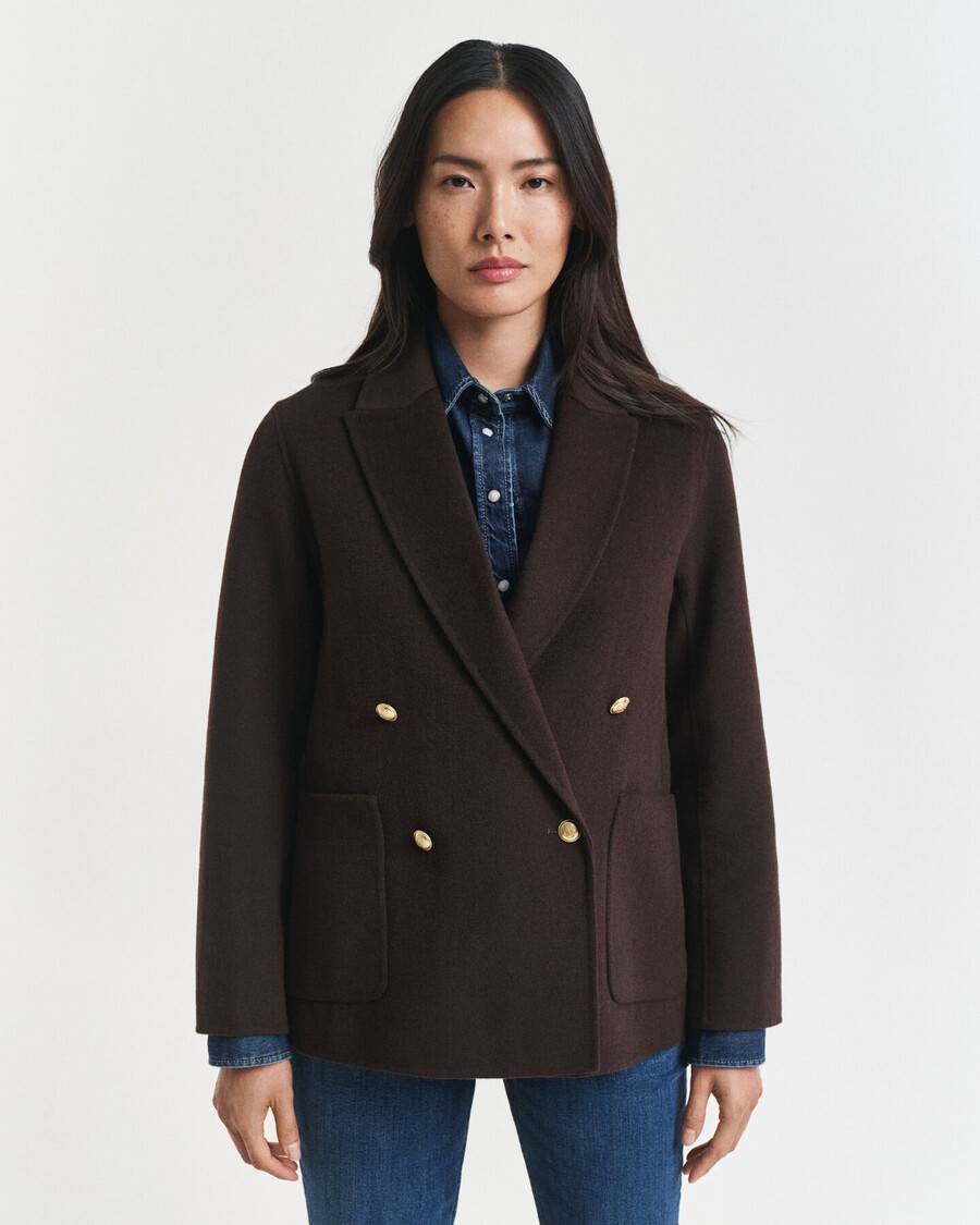 blazer club de corte regular com costura manual - marrom escuro