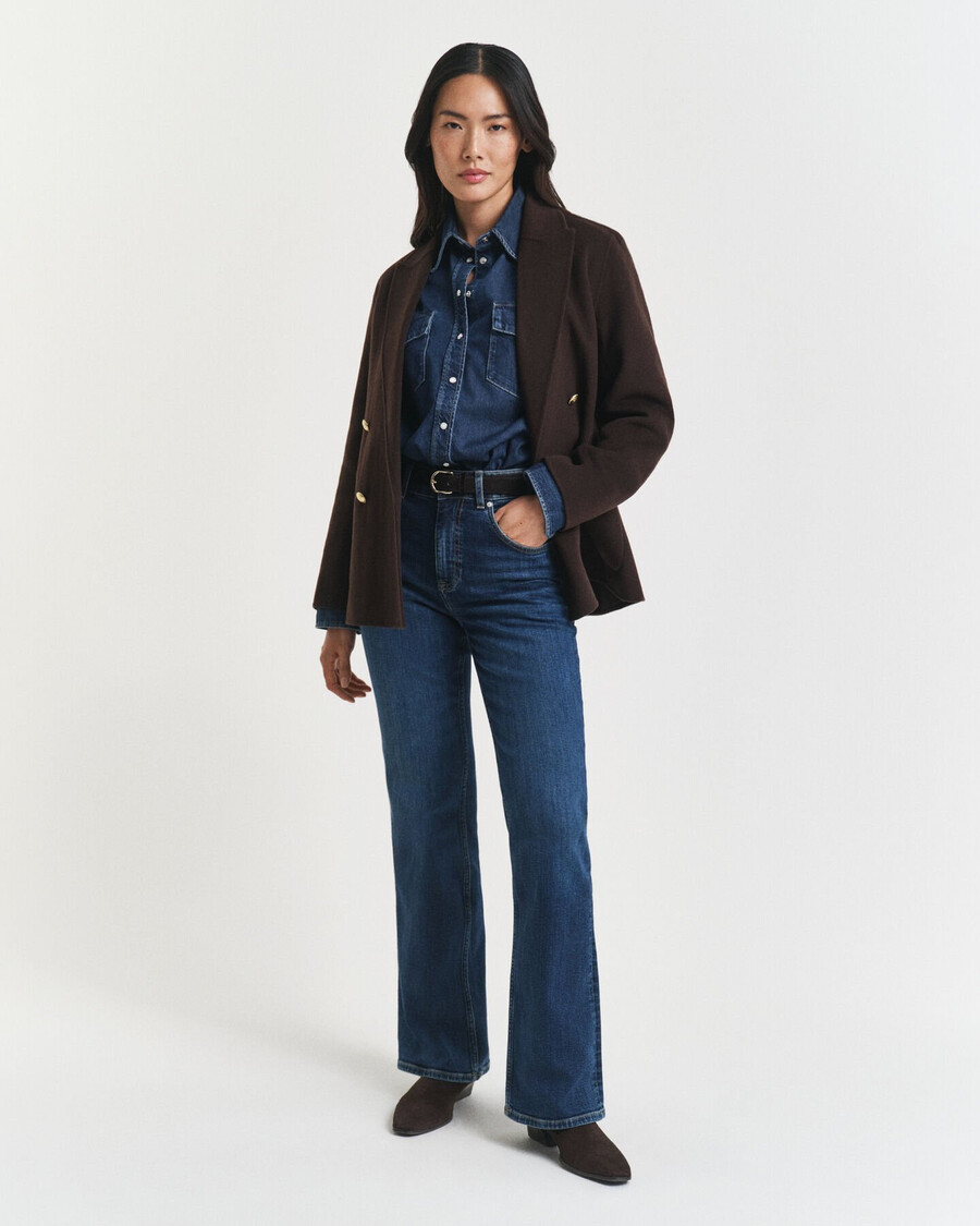 blazer club de corte regular com costura manual - marrom escuro