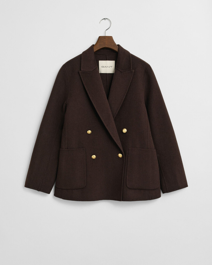 blazer club de corte regular com costura manual - marrom escuro
