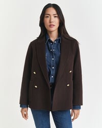 blazer club de corte regular com costura manual - marrom escuro