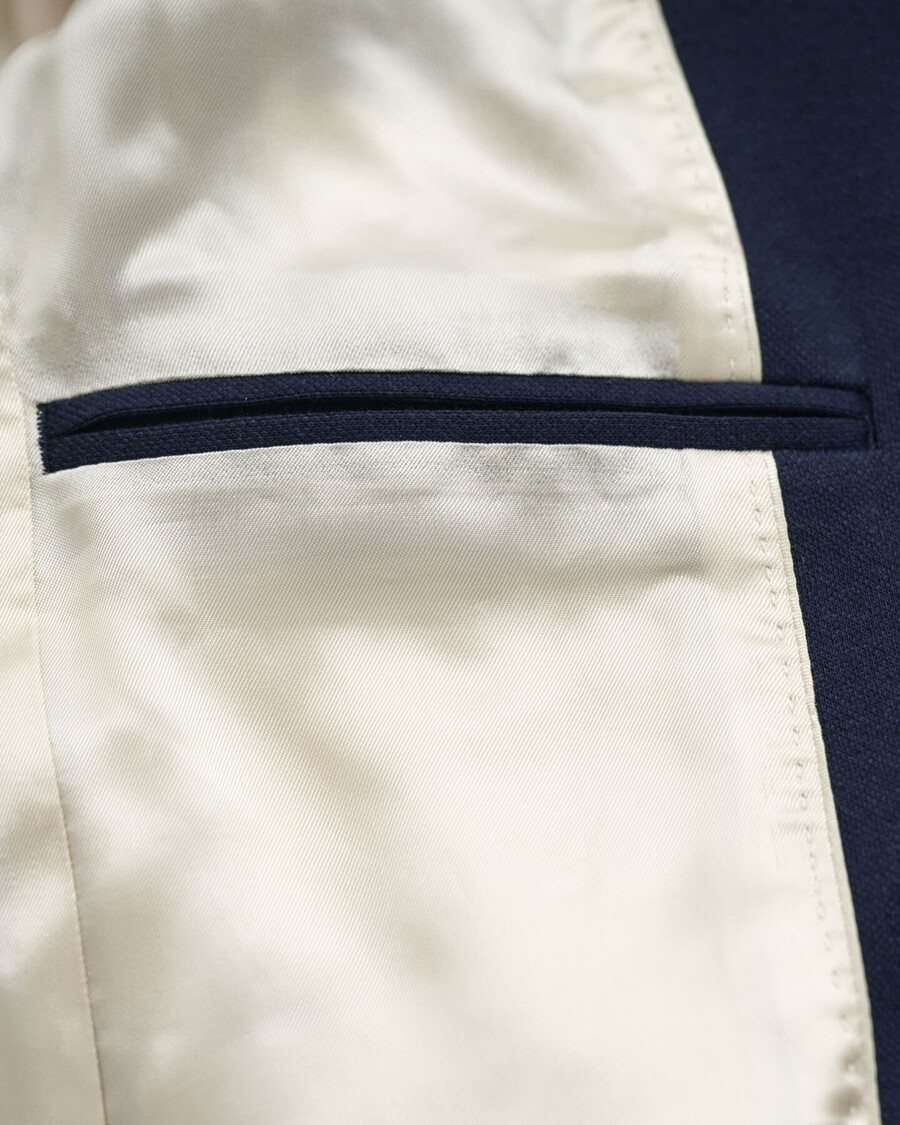 blazer slim fit em piqué - azul noite