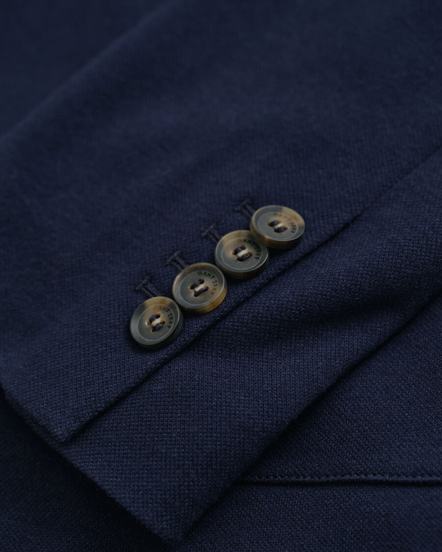 blazer slim fit em piqué - azul noite
