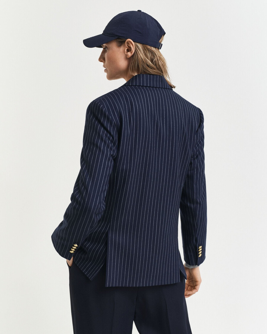 blazer club com risca de giz e corte regular - azul noite