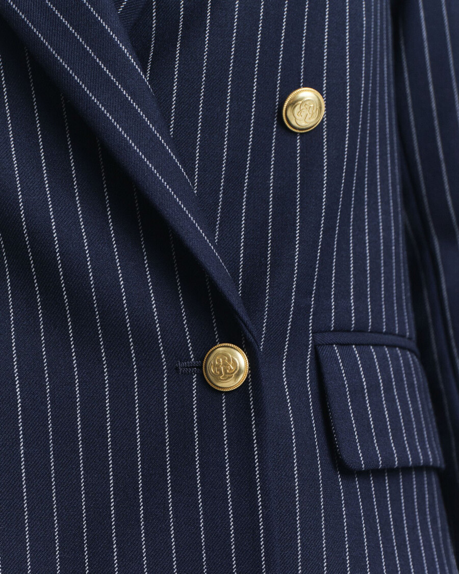 blazer club com risca de giz e corte regular - azul noite
