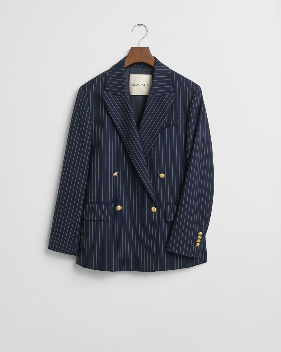 blazer club com risca de giz e corte regular - azul noite