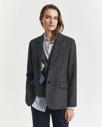 blazer regular de lã com estampa pied-de-poule - mescla carvão
