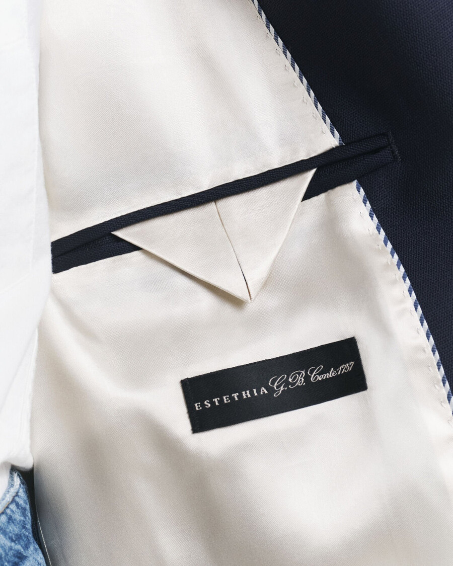 blazer oversized em lã hopsack - azul marinho