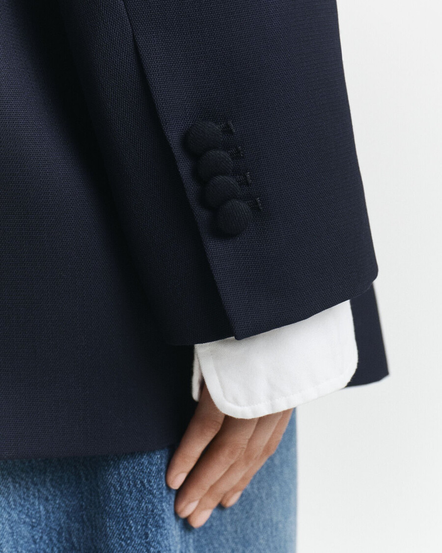 blazer oversized em lã hopsack - azul marinho