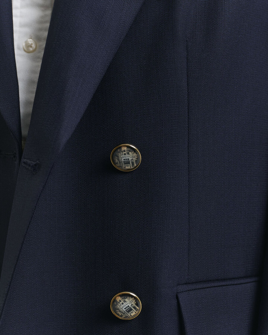 blazer oversized em lã hopsack - azul marinho
