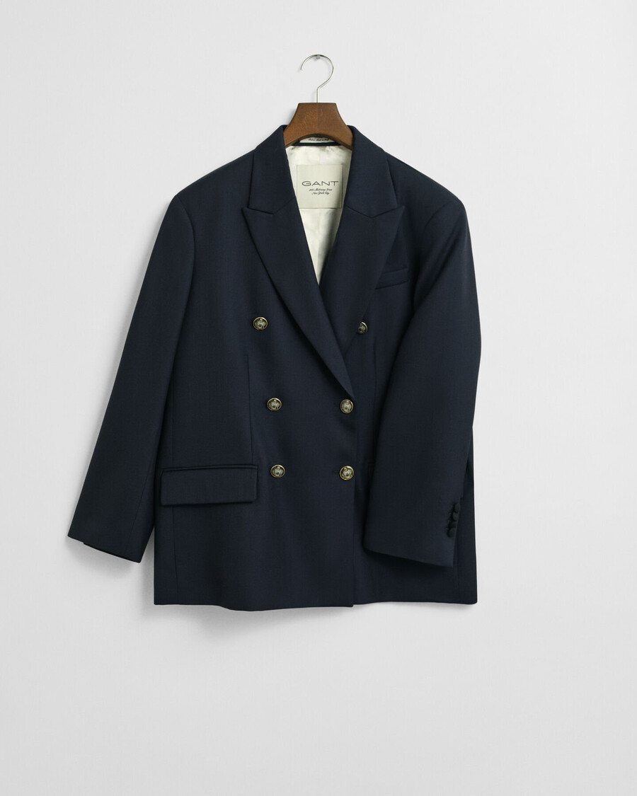 blazer oversized em lã hopsack - azul marinho