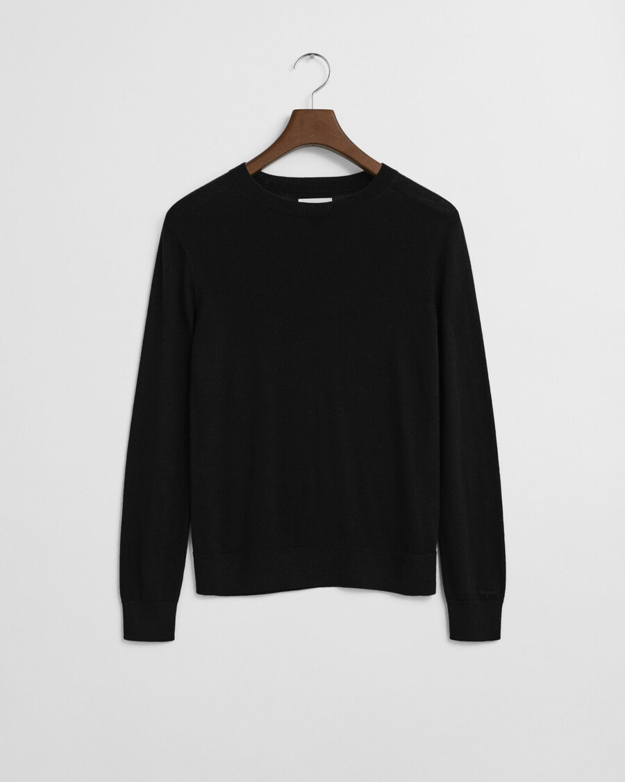 suéter de gola redonda em lã merino extrafina - preto