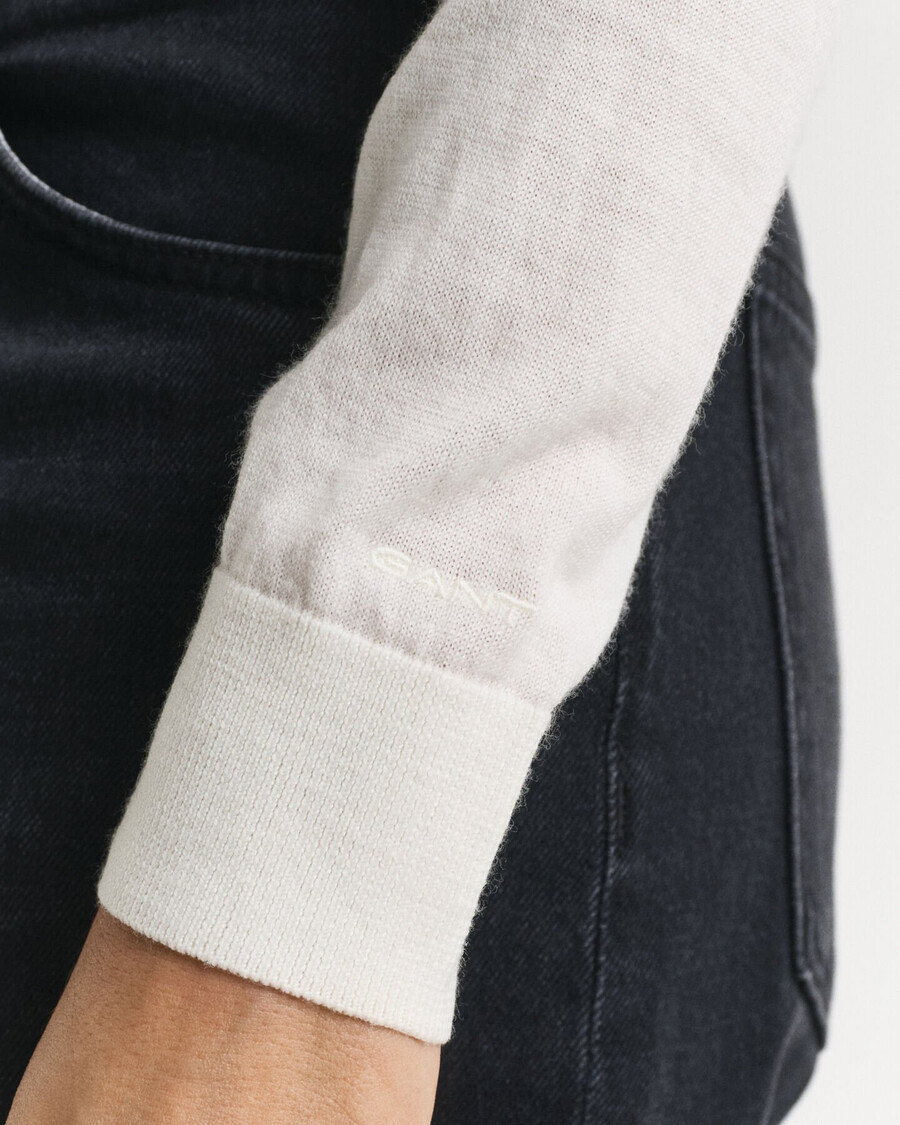 suéter de lã merino extrafina com decote em v - creme