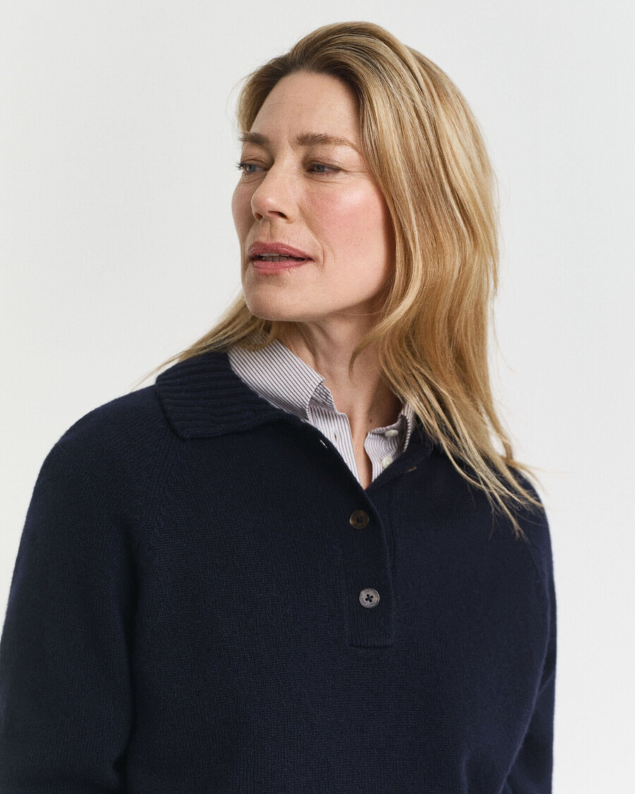 manta de lã e cashmere tricotada - azul noite