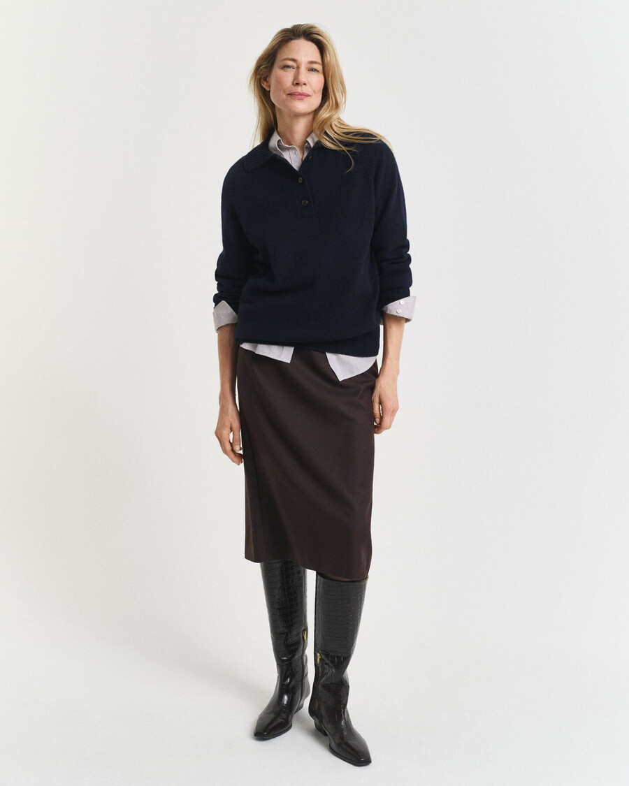 manta de lã e cashmere tricotada - azul noite