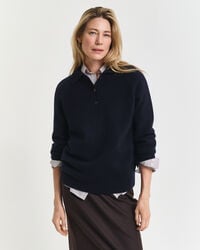 manta de lã e cashmere tricotada - azul noite