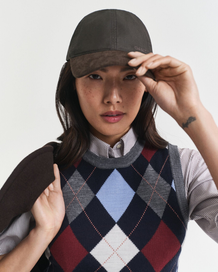 colete argyle com gola redonda - mescla cinza-carvão