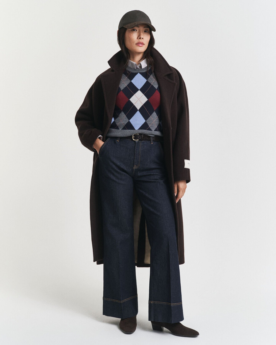 colete argyle com gola redonda - mescla cinza-carvão