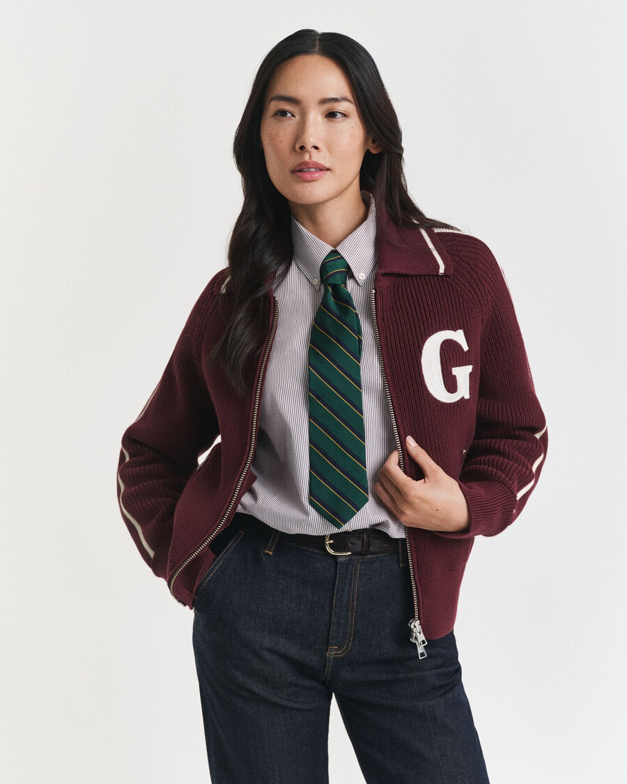 cardigã varsity zip - vinho ameixa
