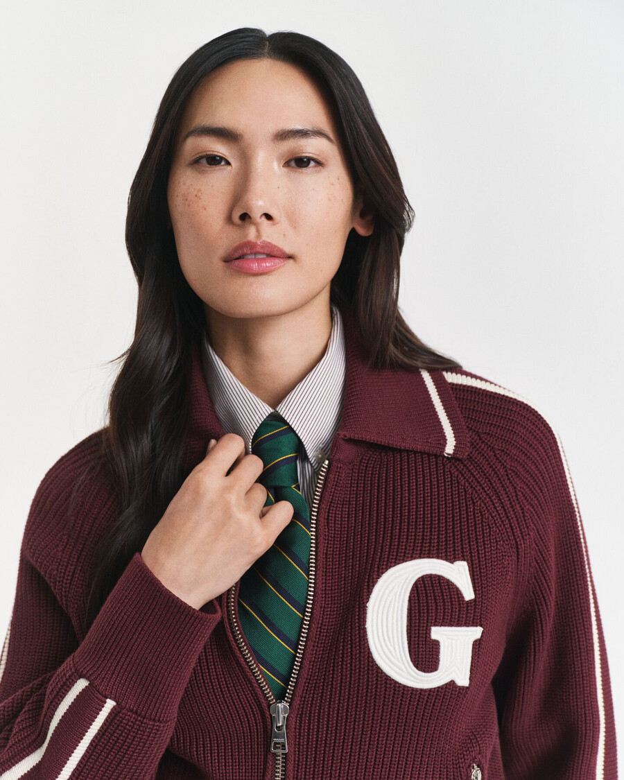 cardigã varsity zip - vinho ameixa