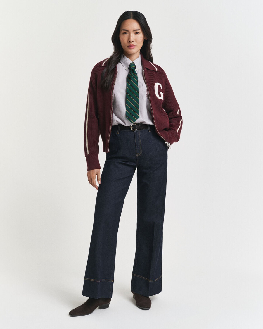 cardigã varsity zip - vinho ameixa