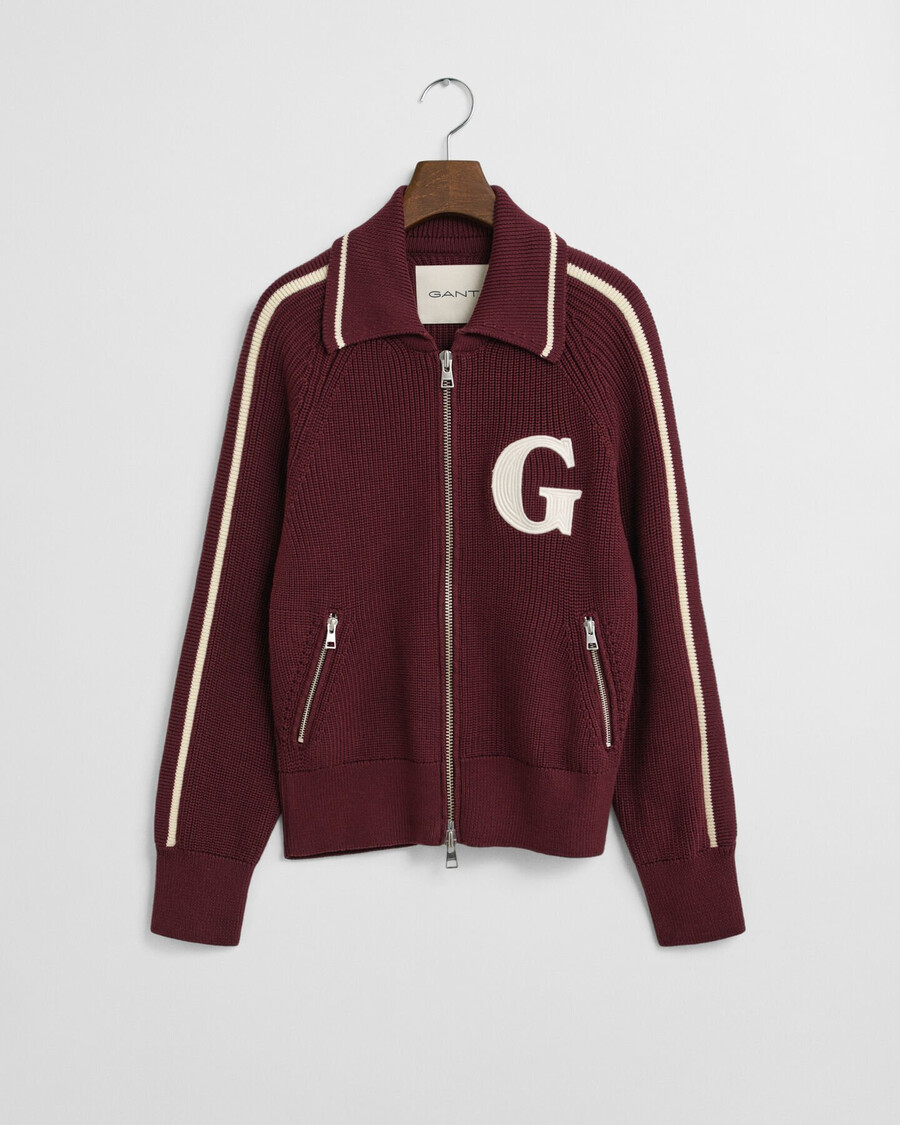 cardigã varsity zip - vinho ameixa