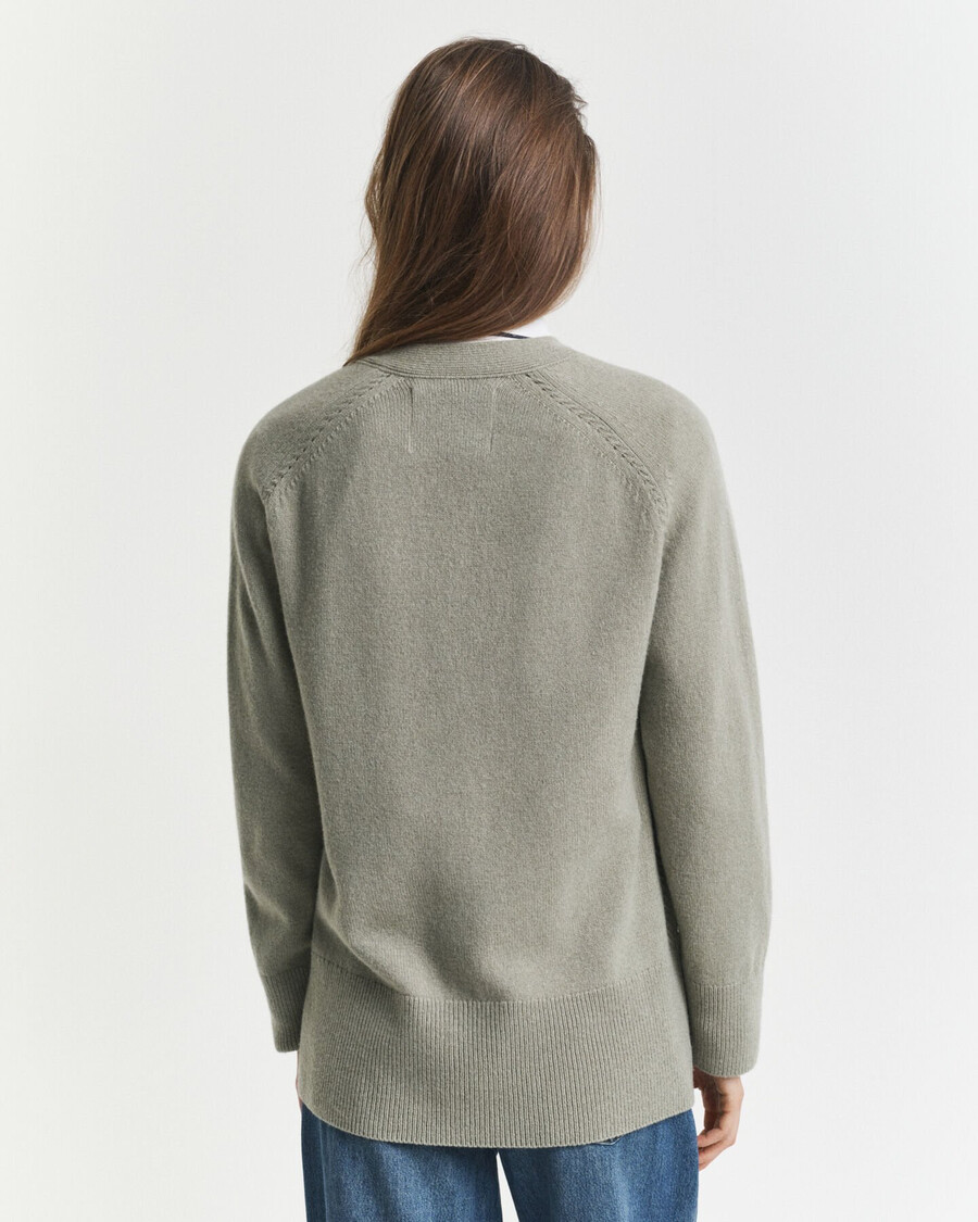 cardigã em mistura de lã e cashmere - verde sálvia desbotado