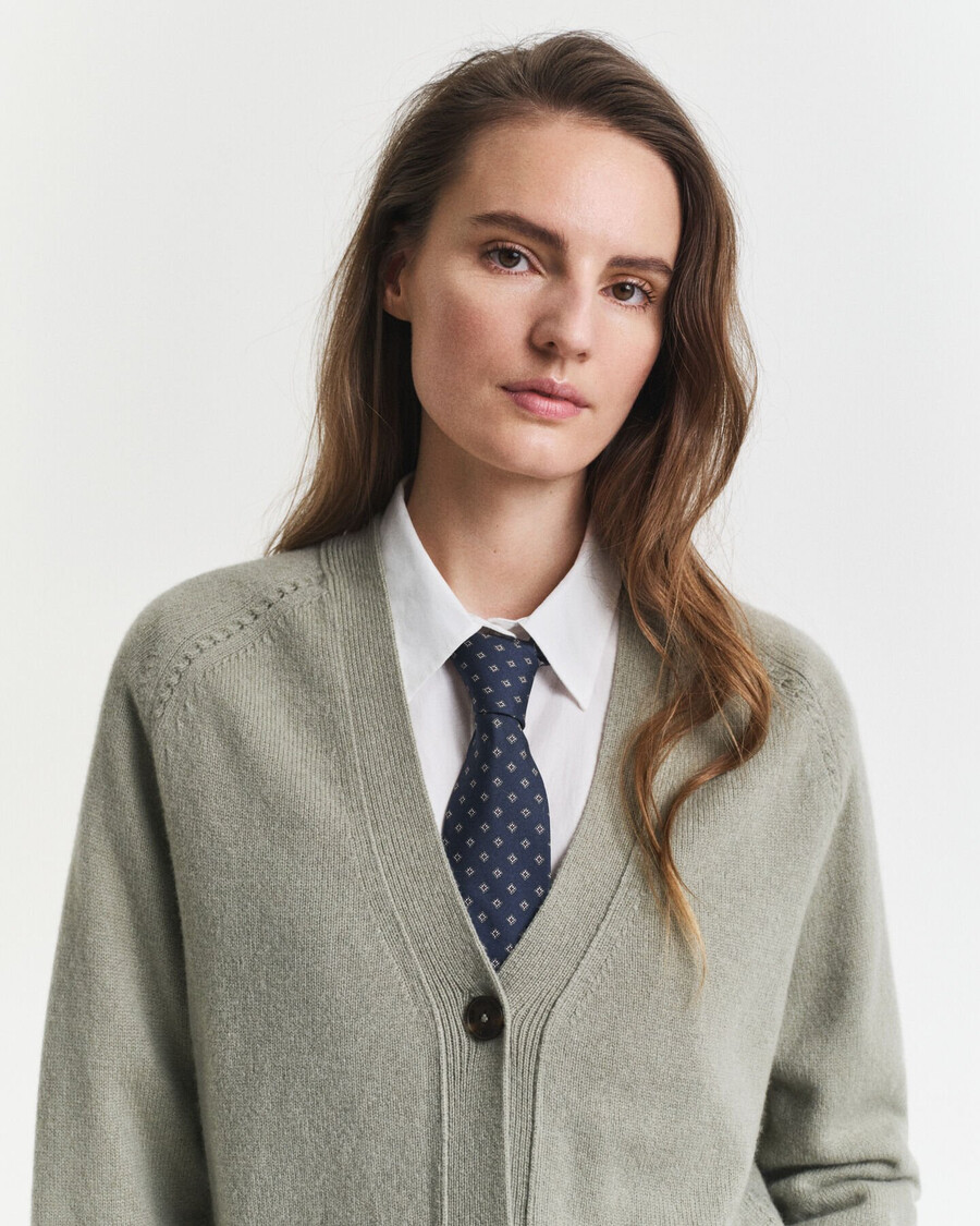 cardigã em mistura de lã e cashmere - verde sálvia desbotado