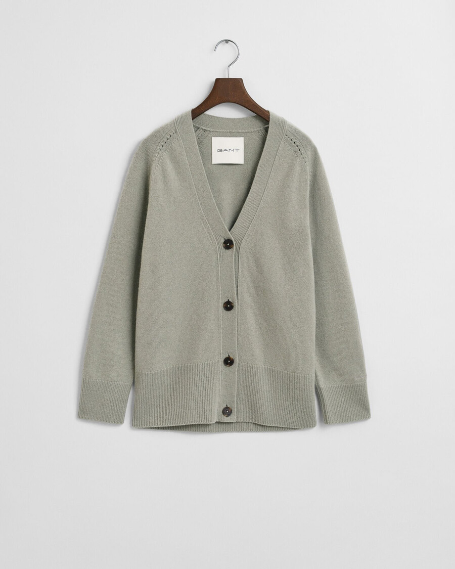 cardigã em mistura de lã e cashmere - verde sálvia desbotado