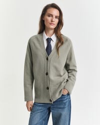 cardigã em mistura de lã e cashmere - verde sálvia desbotado