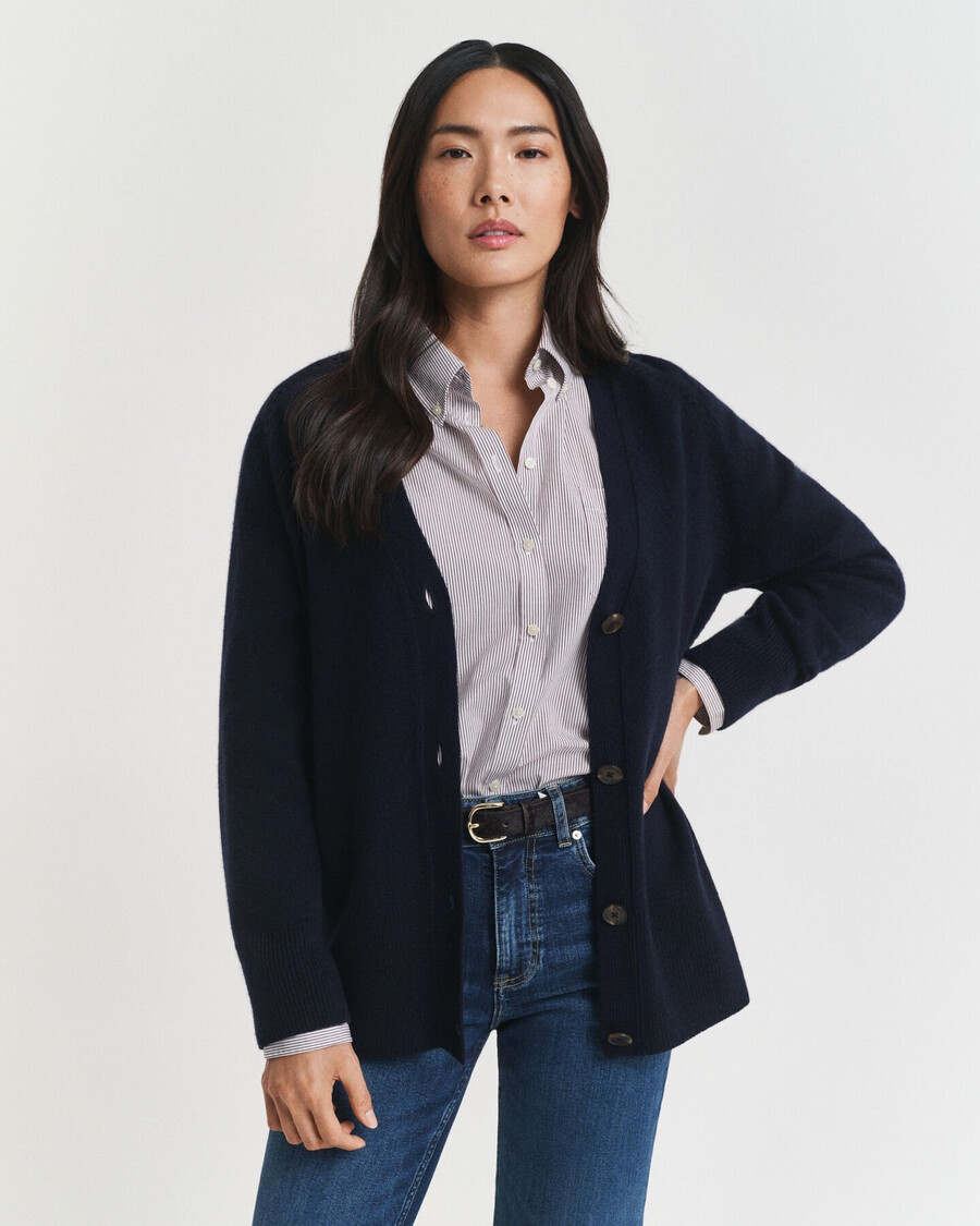 cardigã em mistura de lã e cashmere - azul noite