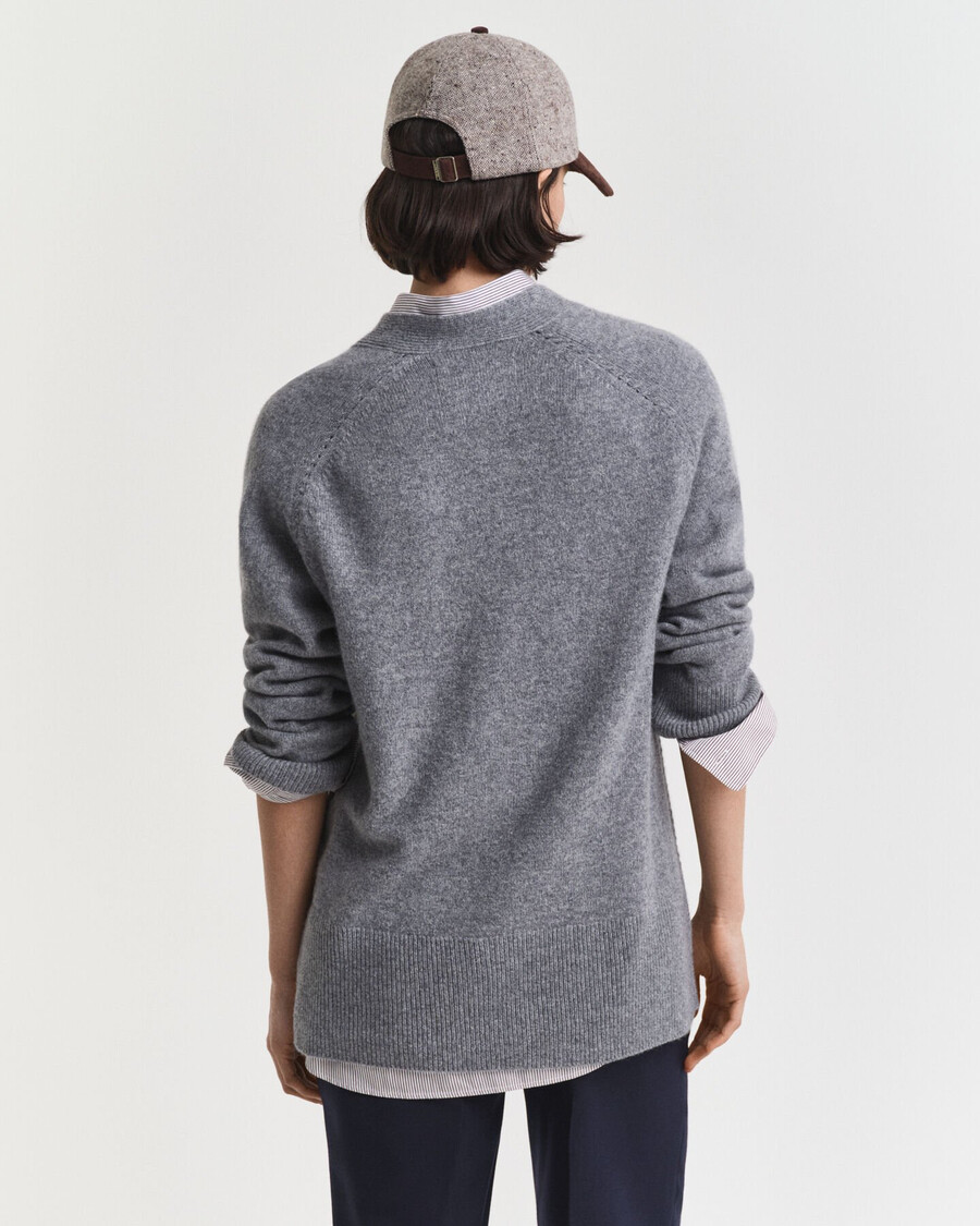 cardigã em mistura de lã e cashmere - cinza mesclado