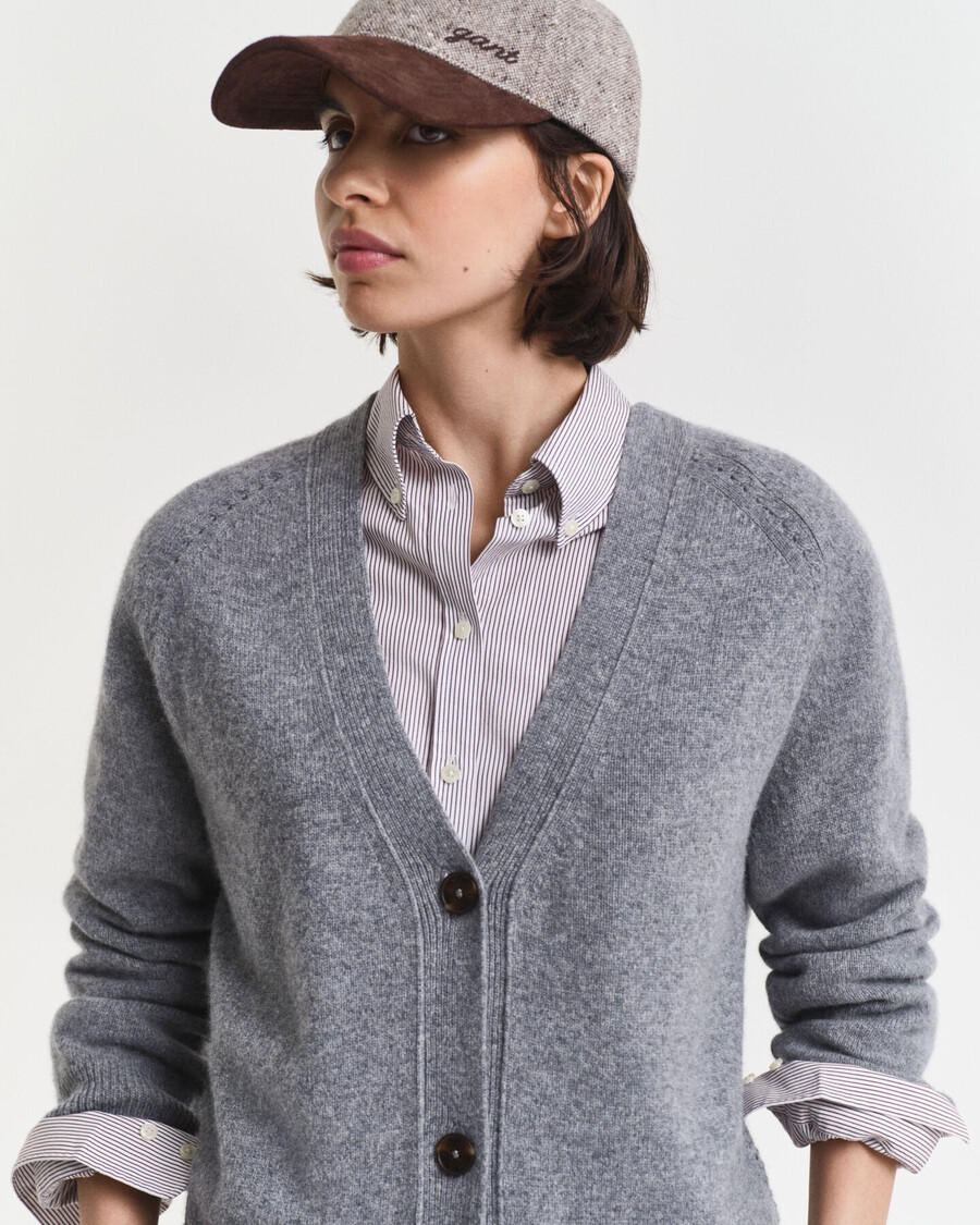 cardigã em mistura de lã e cashmere - cinza mesclado