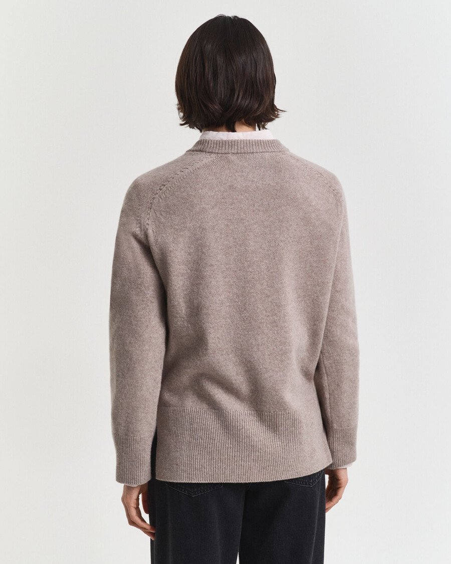 suéter de gola redonda em mistura de lã macia e cashmere - bege taupe