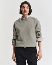 suéter de gola redonda em mistura de lã macia e cashmere - verde sálvia desbotado