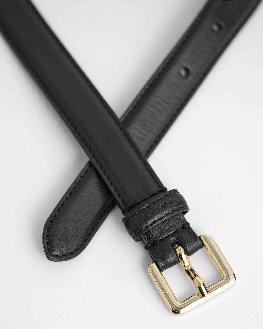 cinto fino de couro - preto
