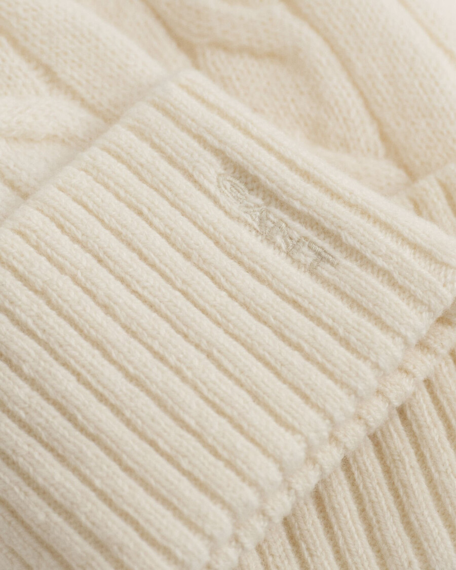 gorro de lã com tranças - creme