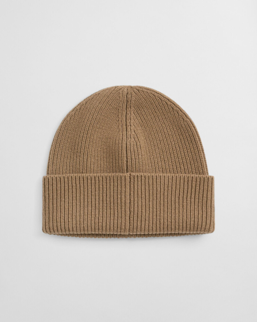gorro de lã canelada - cáqui quente
