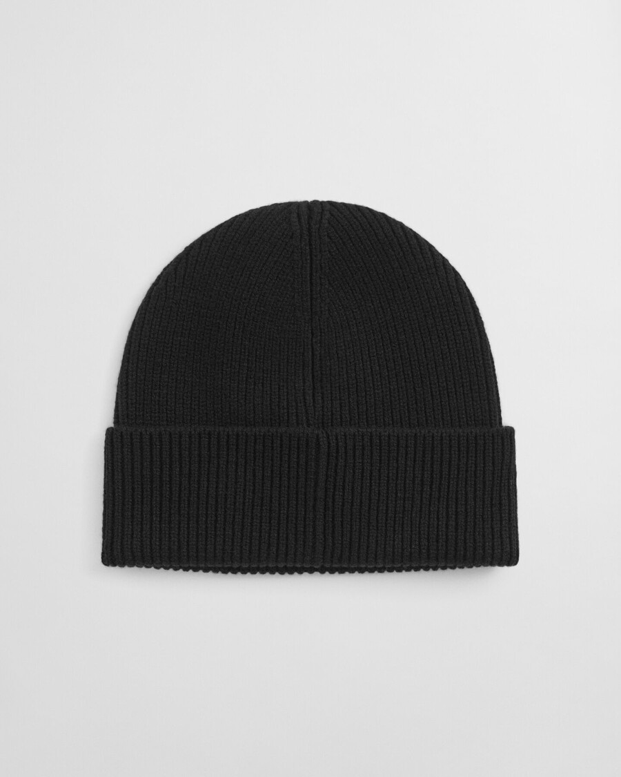 gorro de lã canelada - preto