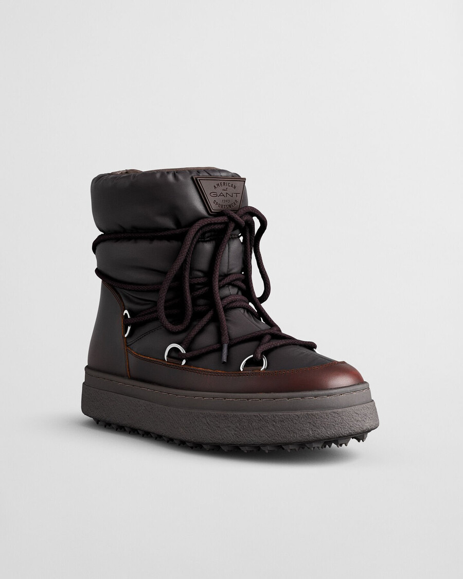 botas de cano médio com cadarço snowhill - marrom escuro