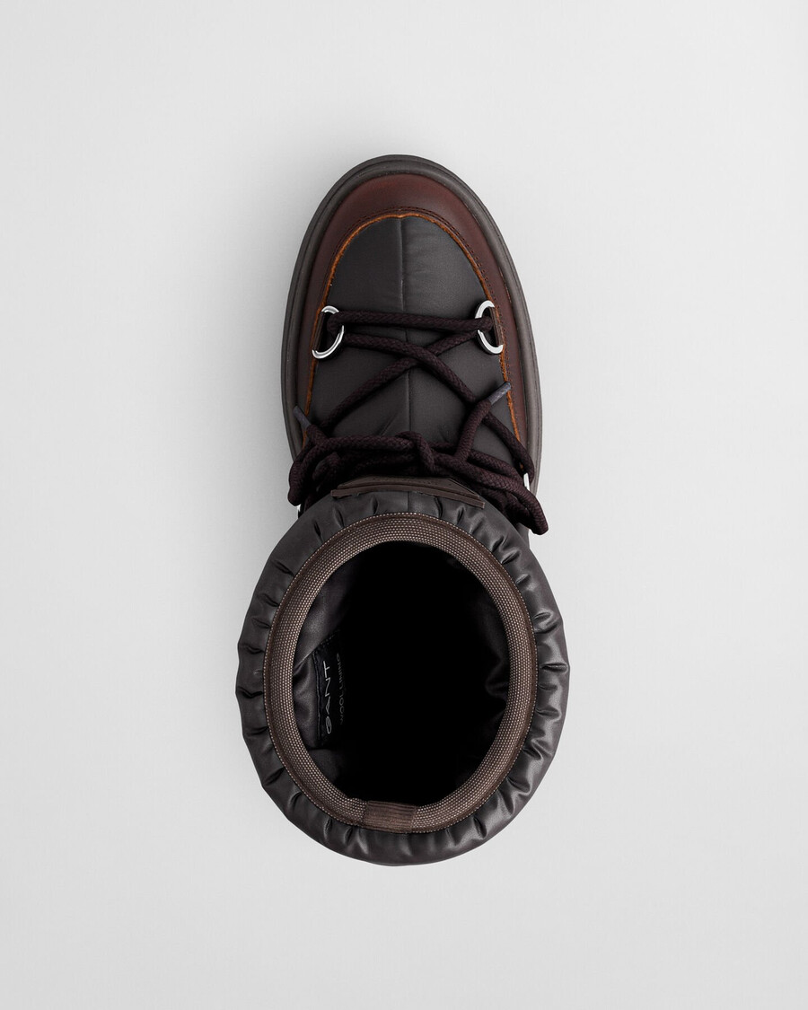 botas de cano médio com cadarço snowhill - marrom escuro