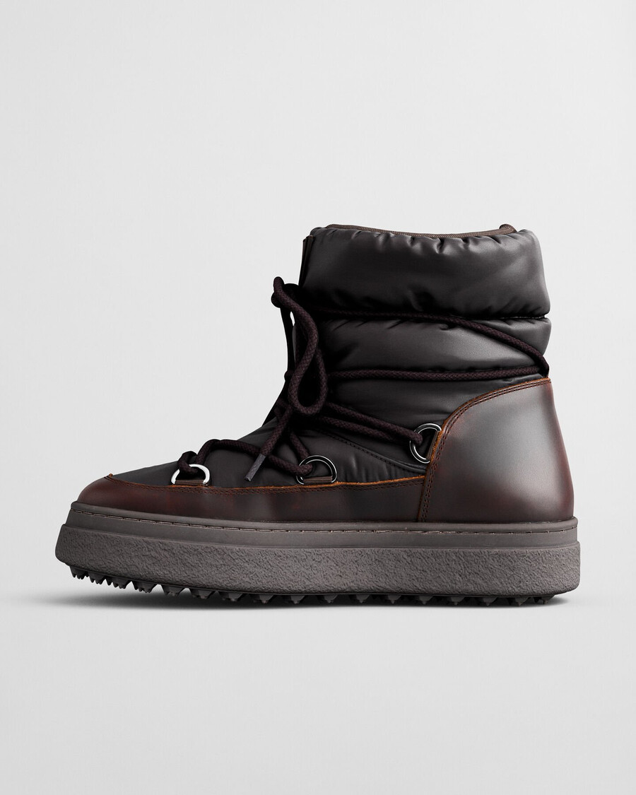 botas de cano médio com cadarço snowhill - marrom escuro
